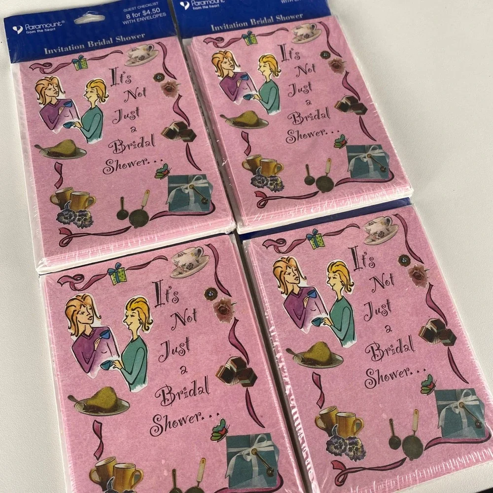 Paramount Bridal Shower Invitations 32 Count‎ Pink Vintage Tea Party 4 Packs NEW